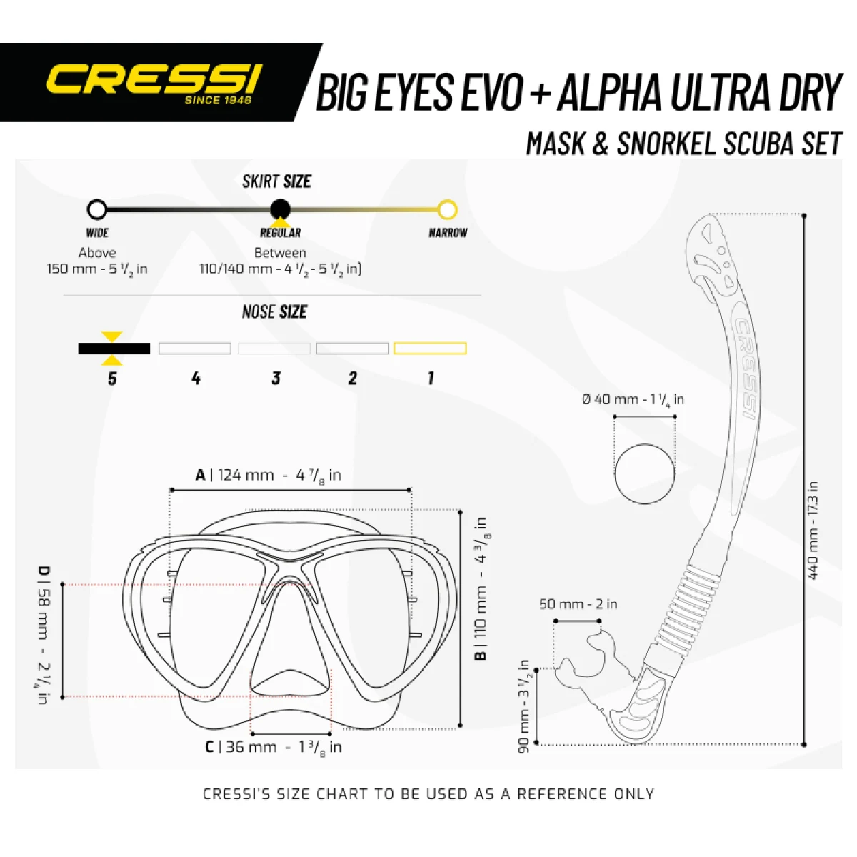 Potápačský šnorchlovací set CRESSI BIG EYES EVOLUTION+ALPHA UD COMBO BLACK BLUE · záber 4