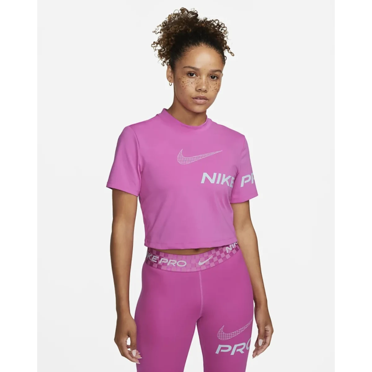 Dámske tréningové tričko s krátkym rukávom NIKE PRO W NP DF GRX SS CROP TOP-Pink · záber 2