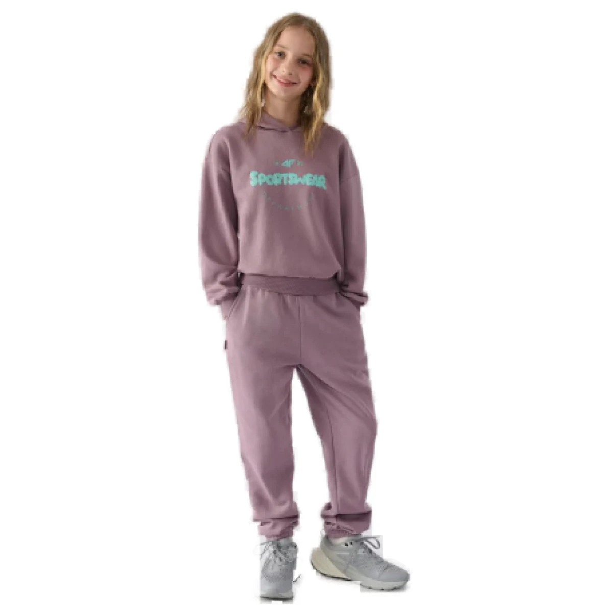 Dievčenské tepláky 4F JUNIOR TROUSERS-JWAW24TTROF754-51S-VIOLET · záber 1