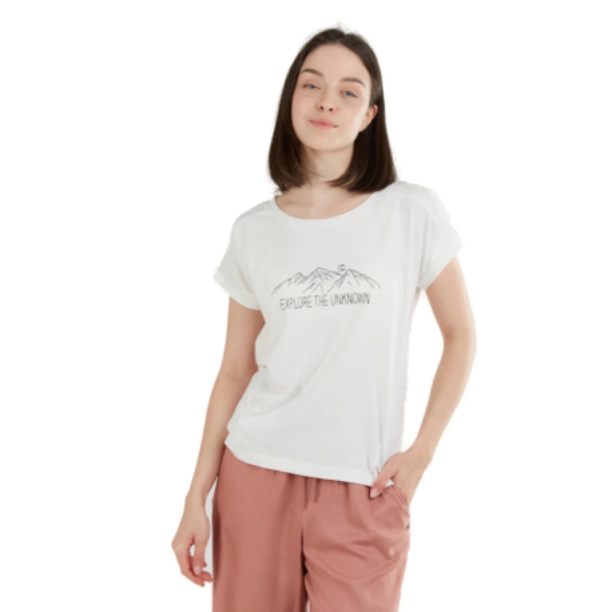 Dámske turistické tričko s krátkym rukávom FUNDANGO Atmos T-shirt-170-stone · záber 1