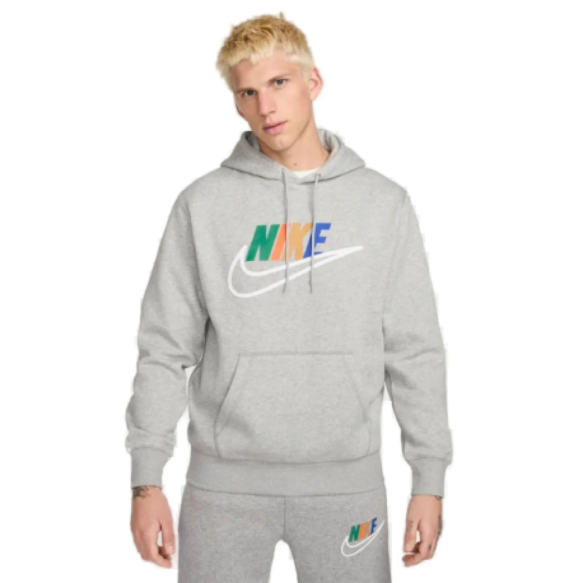 Pánska mikina s kapucňou NIKE M NK CLUB BB HDY FUTURA BLOCK-063 DK GREY HEATHER SMOKE GRY · záber 1