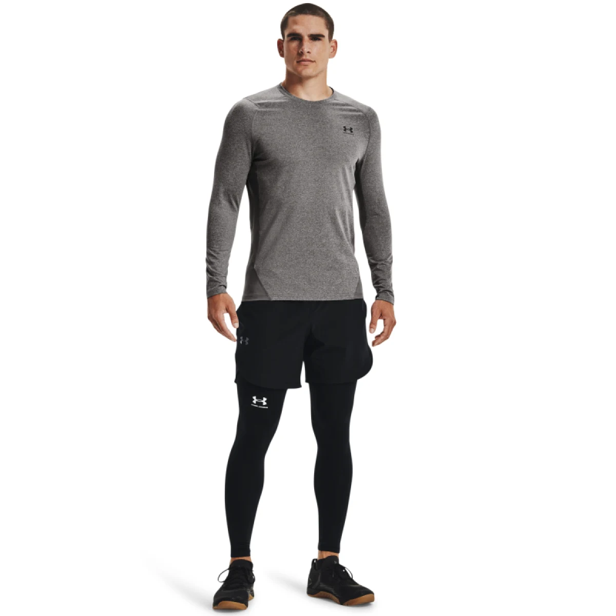 Pánske kompresné tričko s dlhým rukávom UNDER ARMOUR UA CG Armour Fitted Crew-GRY · záber 4