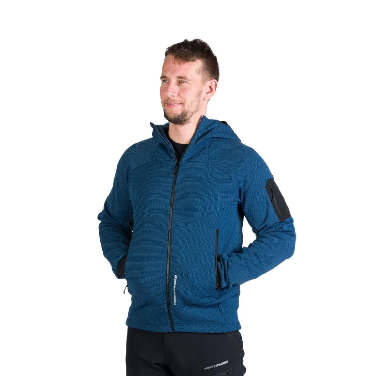 Pánska turistická mikina so zipsom NORTHFINDER GIOELE-282blueblack · záber 2