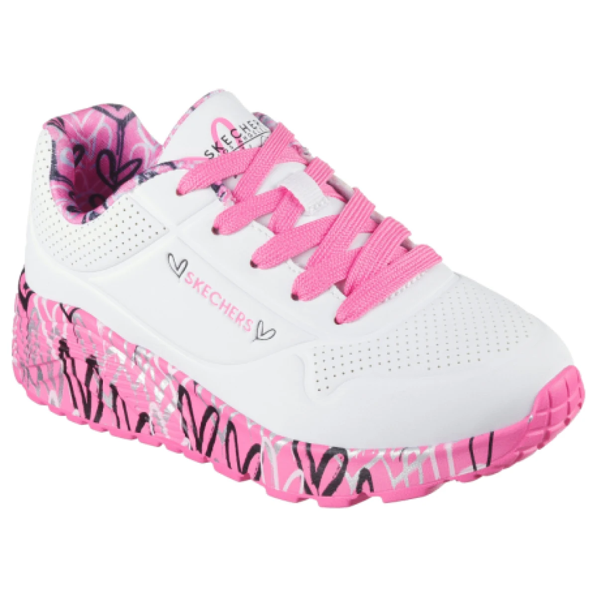 Dievčenská rekreačná obuv SKECHERS Uno Lite Lovely Luv white hot pink · záber 1