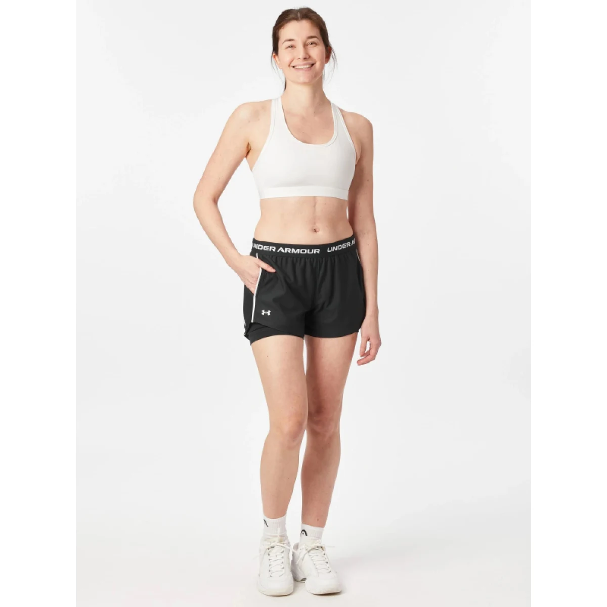 Dámske tréningové kraťasy UNDER ARMOUR Tech Play Up 2in1 Shorts-BLK · záber 5