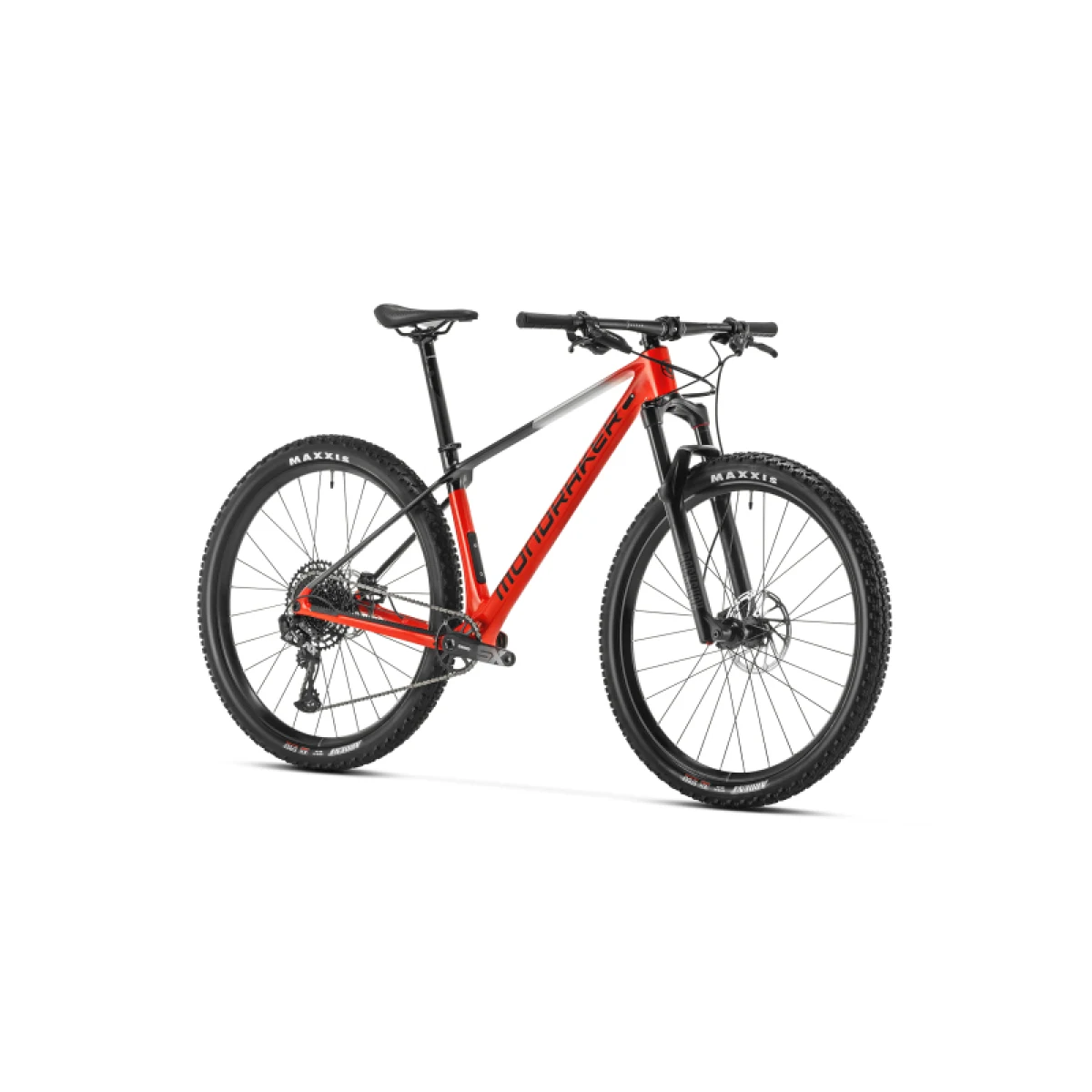Horský bicykel MONDRAKER Chrono Carbon DC, flame red vortex grey racing silver · záber 2