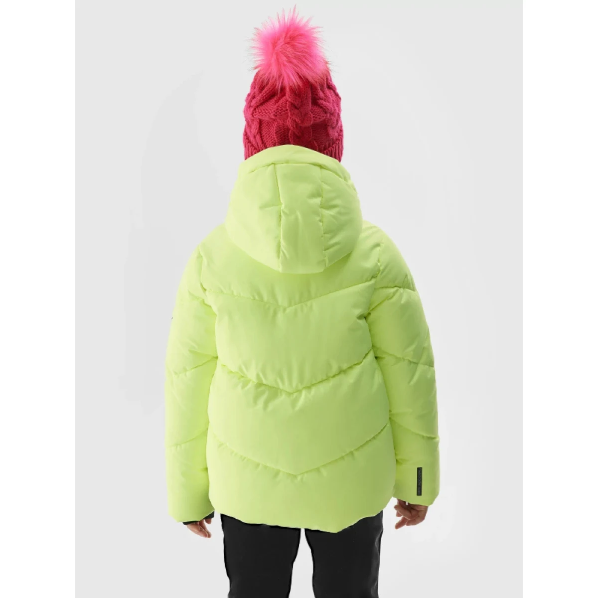 Dievčenská lyžiarska bunda 4F JUNIOR TECHNICAL JACKET-JAW23TTJAF293-72N-LEMON NEON · záber 3