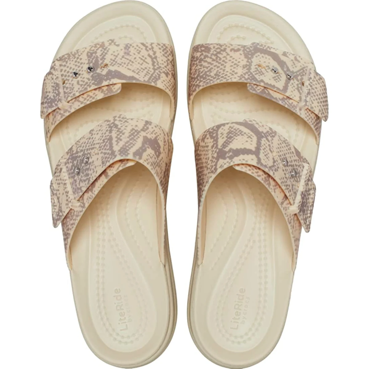 Dámske sandále na platforme (módna obuv) CROCS Brooklyn Snake Buckle Low Wedge vanilla multi · záber 4