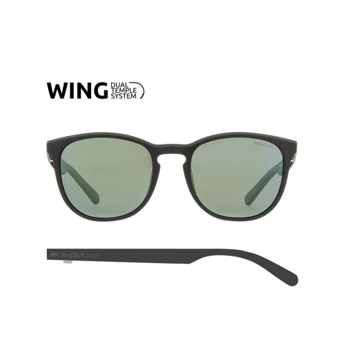 Slnečné okuliare RED BULL SPECT WING STEADY-006P, matt black, smoke with green mirror, CAT3, AR, POL, 51-19-14 · záber 2