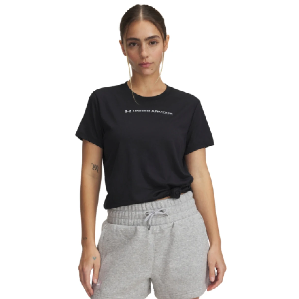 Dámske tréningové tričko s krátkym rukávom UNDER ARMOUR UA TECH PTH GRAPHIC SSC-BLK · záber 1