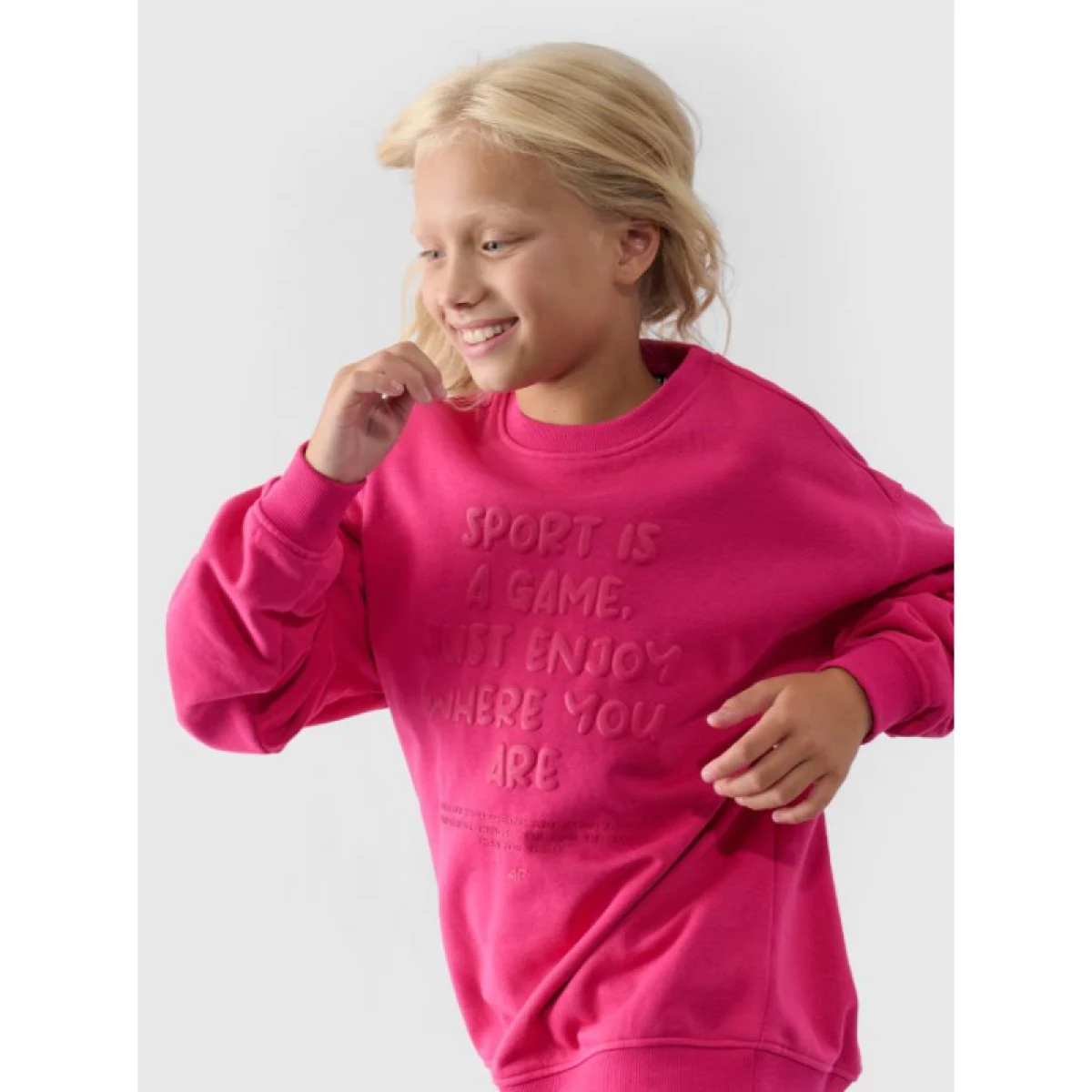 Dievčenská mikina 4F JUNIOR SWEATSHIRT-JWAW24TSWSF1214-55S-HOT PINK · záber 3