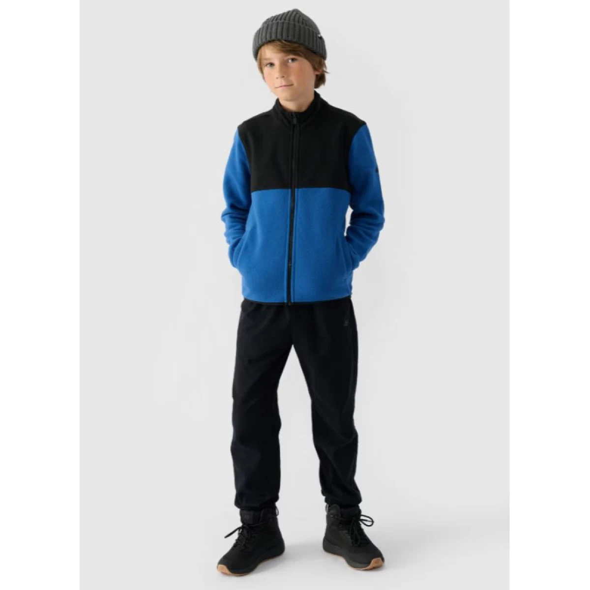 Chlapčenská flisová mikina so zipsom 4F JUNIOR FLEECE-JWAW24TFLEM212-32S-DENIM · záber 4