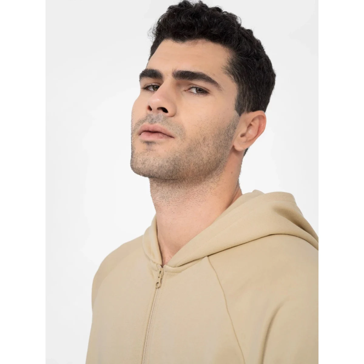 Pánska mikina s kapucňou 4F MENS SWEATSHIRT BLM011-82S-LIGHT BROWN · záber 4