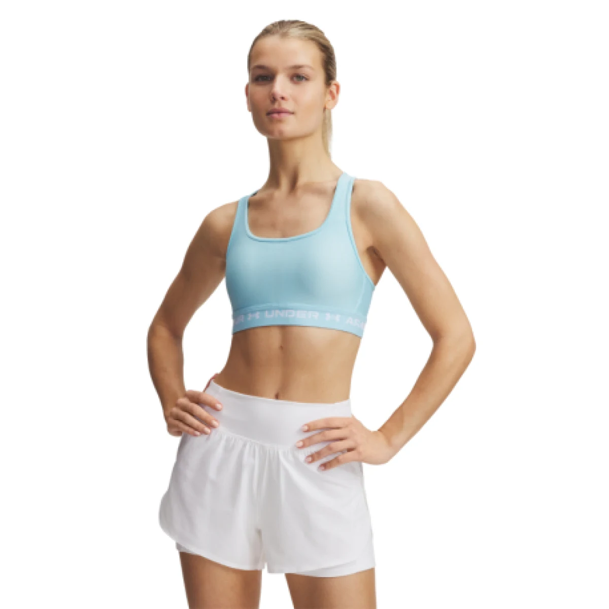 Dámska tréningová športová podprsenka UNDER ARMOUR Crossback Mid Bra-BLU · záber 1