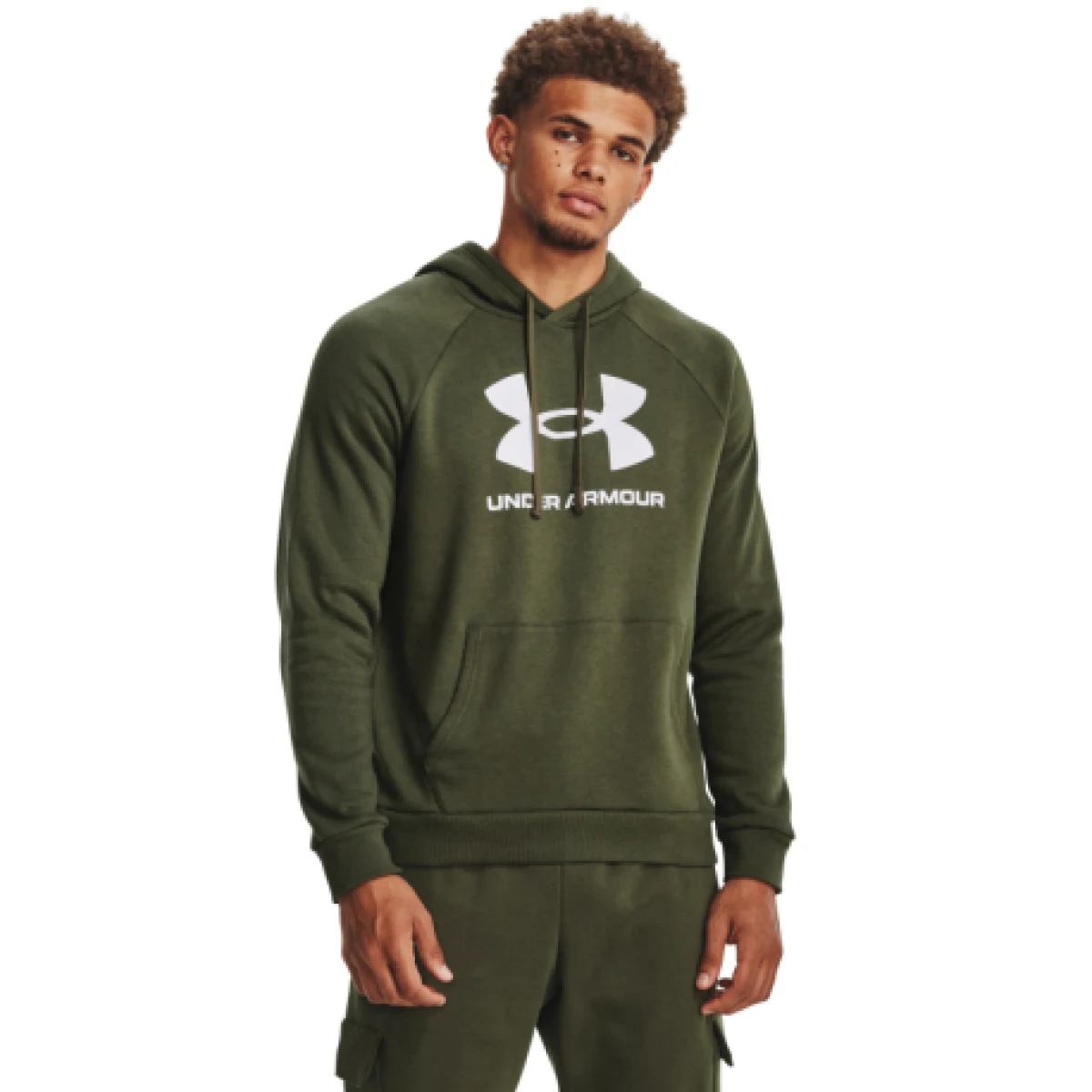 Pánska zateplená mikina s kapucňou UNDER ARMOUR UA Rival Fleece Logo HD-GRN · záber 1
