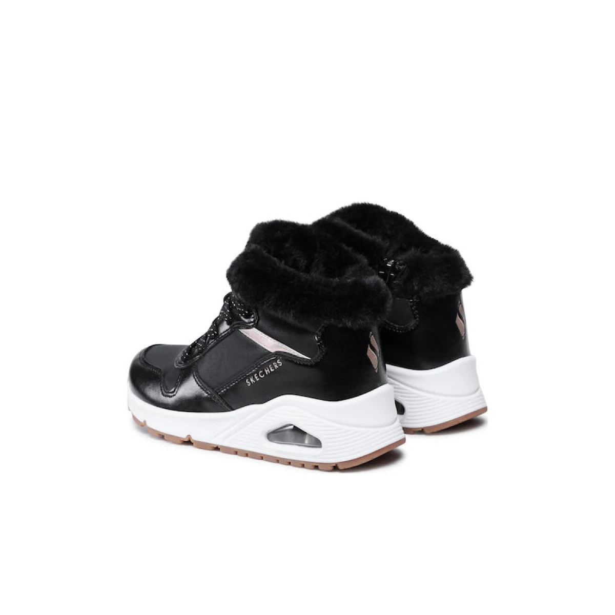 Dievčenské členkové zimné topánky SKECHERS Uno Cozy On Air black gold · záber 4