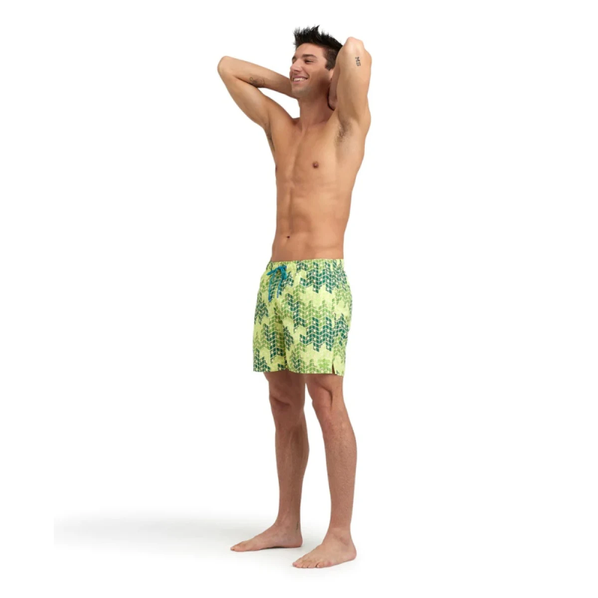 Pánske plavky ARENA MENS BEACH BOXER ALLOVER-610-soft green multi · záber 3