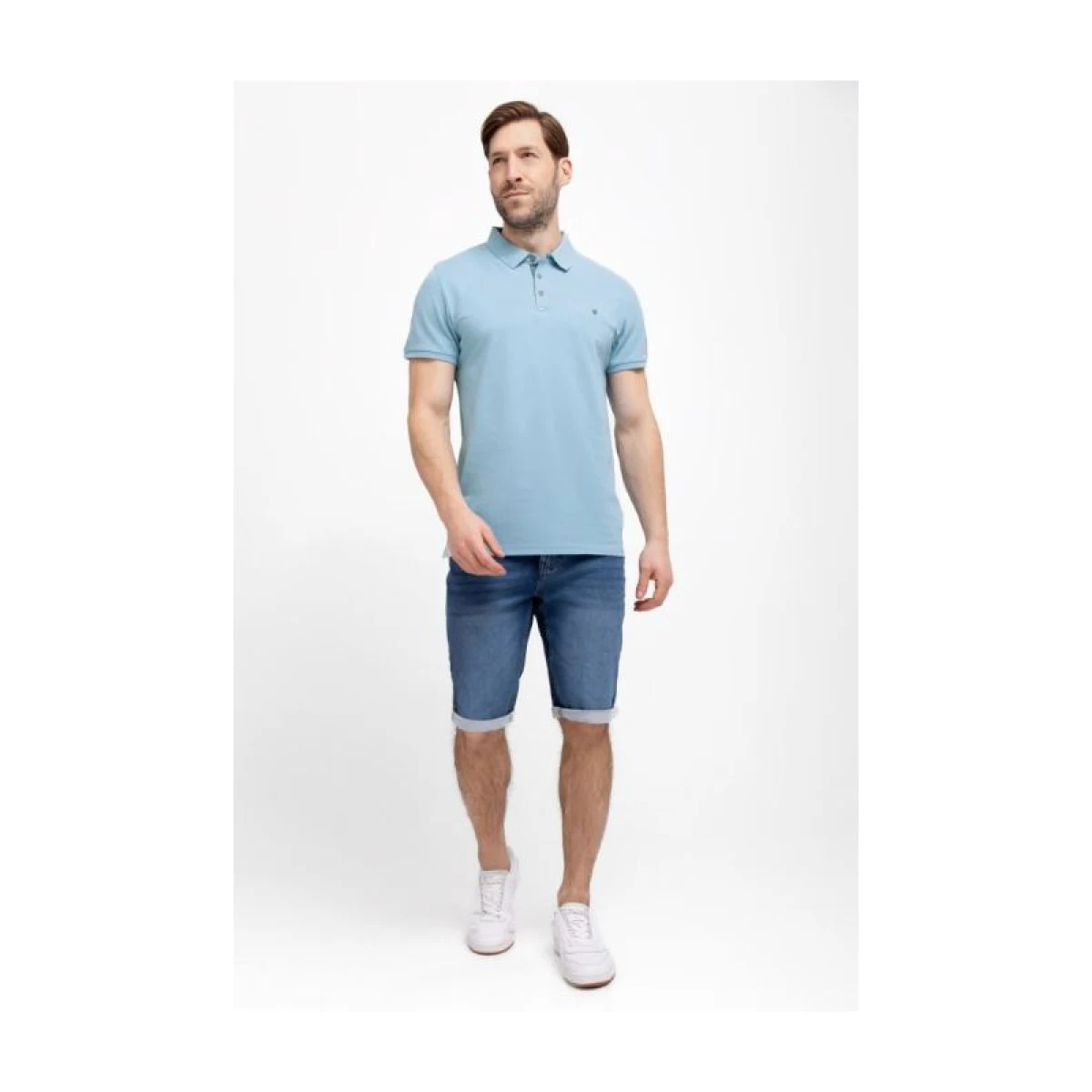 Pánske polo tričko s krátkym rukávom VOLCANO NICK-601-BLUE · záber 3