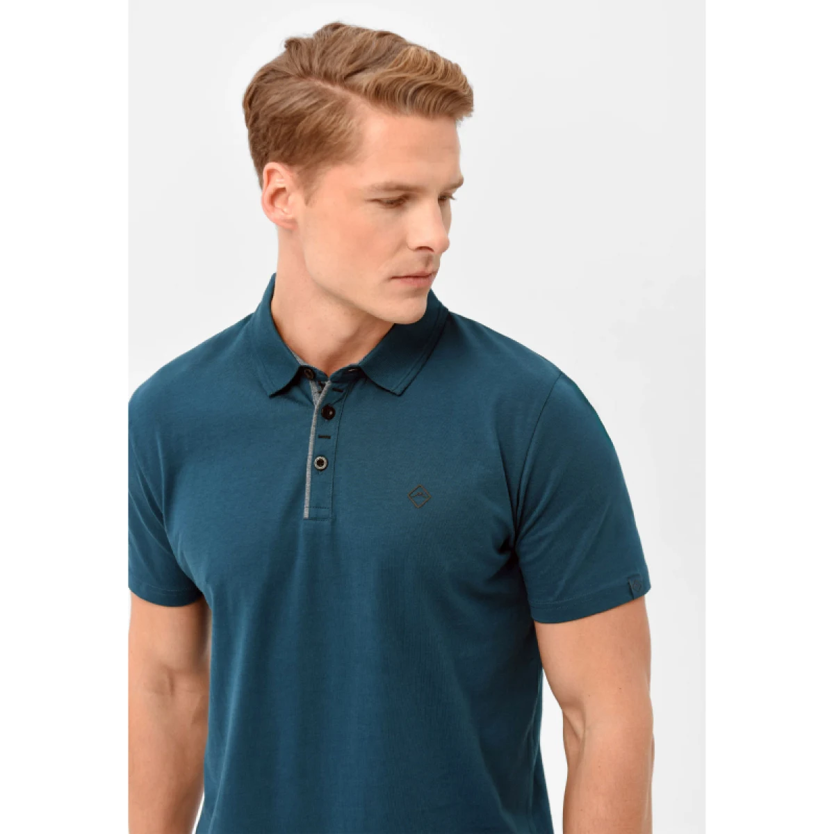 Pánske polo tričko s krátkym rukávom VOLCANO NIKOS-603-TURQUOISE · záber 2