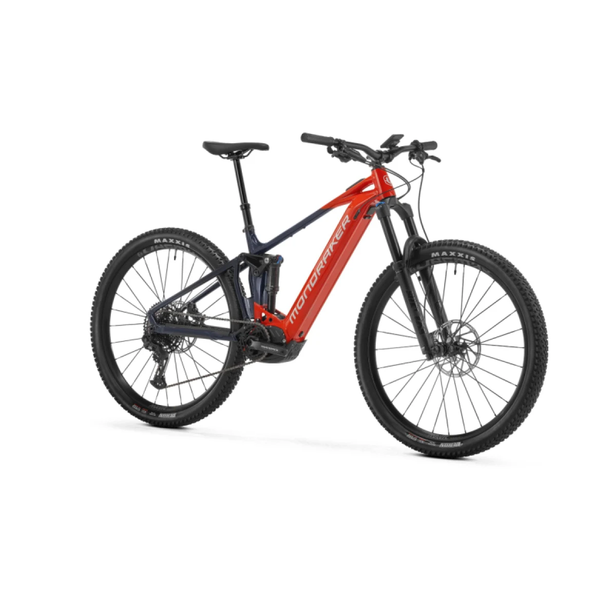Horský elektrobicykel MONDRAKER Chaser R, flame red midnight blue crystal white · záber 2