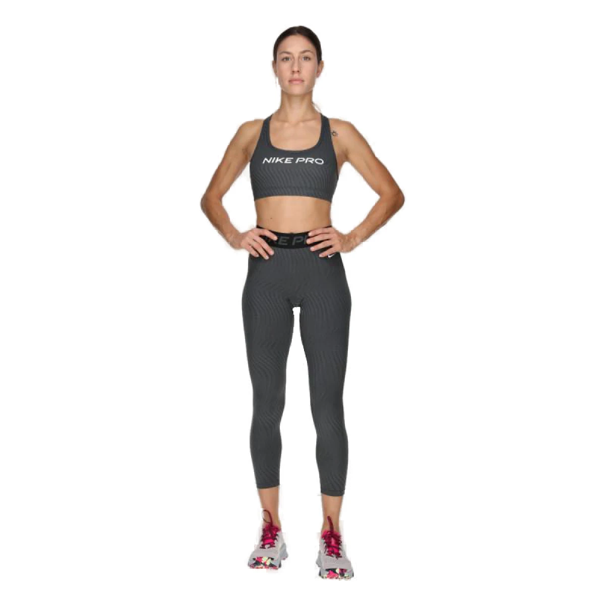 Dámska tréningová športová podprsenka NIKE PRO W SWSH LGT SPT AOP BRA-FN4708-060-ANTHRACITE · záber 4