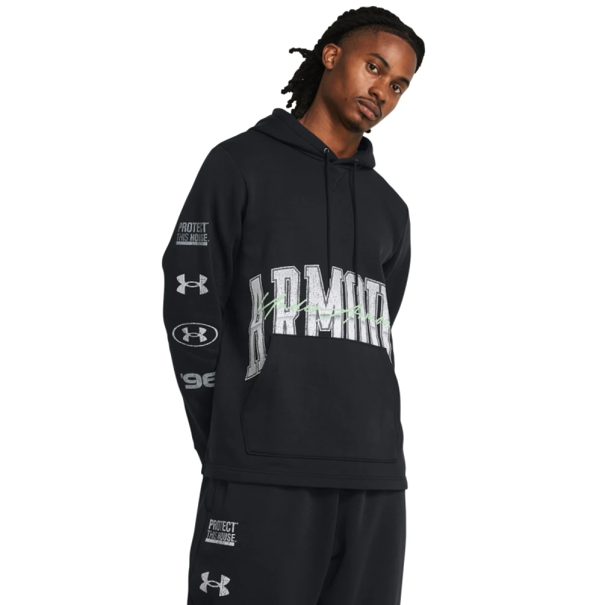 Pánska zateplená mikina s kapucňou UNDER ARMOUR UA Essential Flc Nov Hood-BLK · záber 4