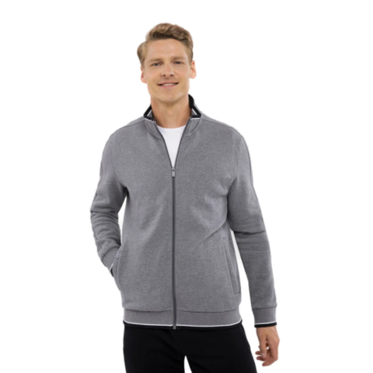 Pánska zateplená mikina so zipsom VOLCANO B-WIND-702M-GREY MEL · záber 1