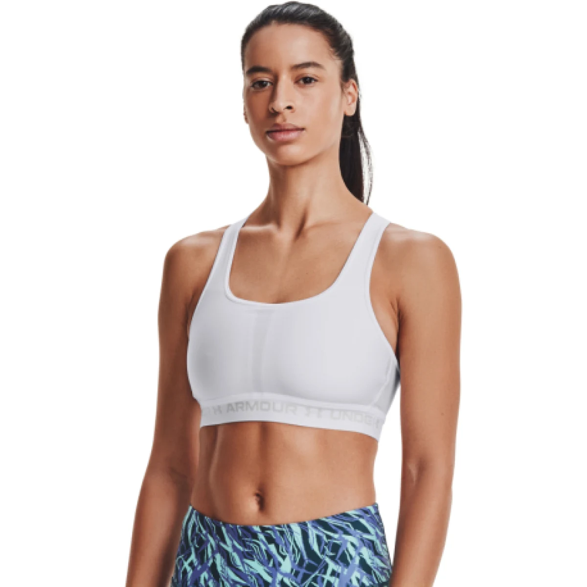 Dámska tréningová športová podprsenka UNDER ARMOUR Crossback Mid Bra-WHT · záber 1