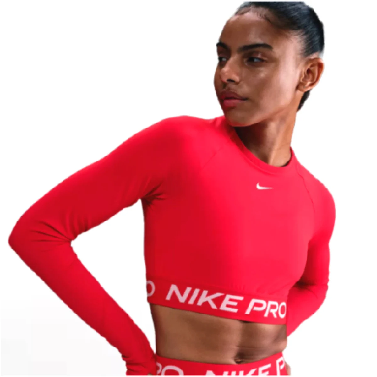 Dámske tréningové tričko s dlhým rukávom NIKE PRO PRO DF 365 CROP LS-657-Red · záber 1