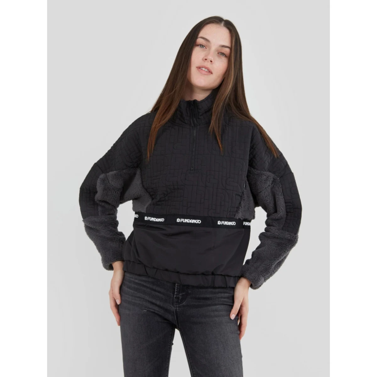 Dámska flisová mikina FUNDANGO Calypso Hybrid Pullover-890-black · záber 2