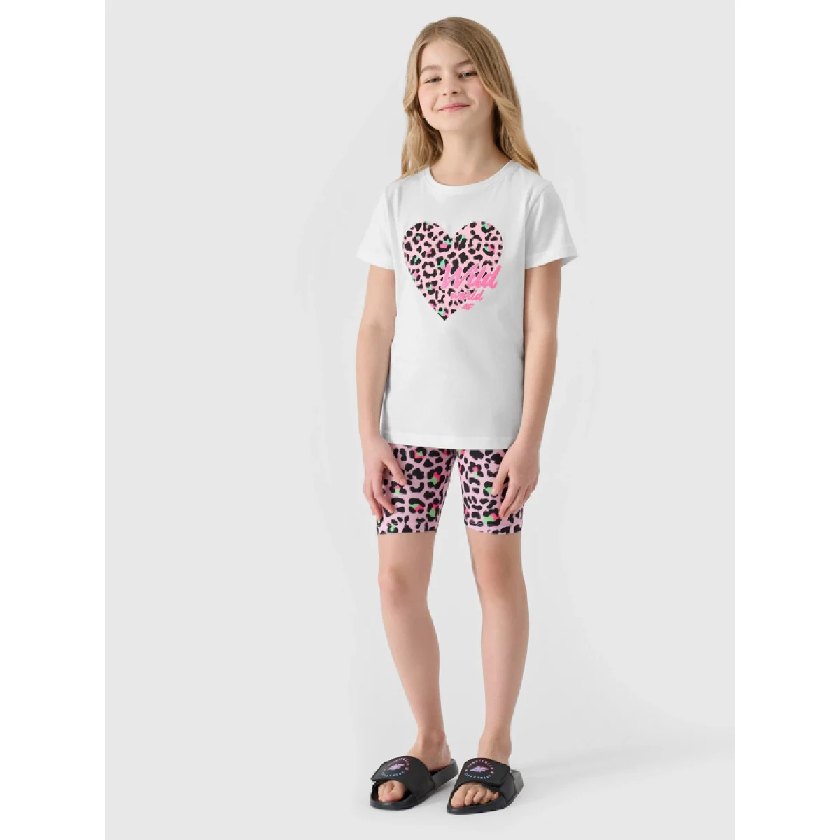 Dievčenské kraťasy 4F JUNIOR TIGHTS-4FJWSS24TTIGF133-56A-LIGHT PINK ALLOVER · záber 5