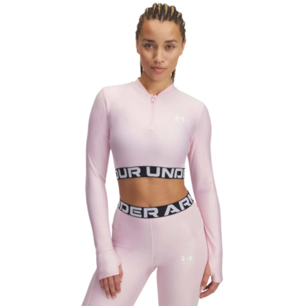 Dámske tréningové tričko s dlhým rukávom UNDER ARMOUR HeatGear Rib 1 4 Zip LS-PNK · záber 1
