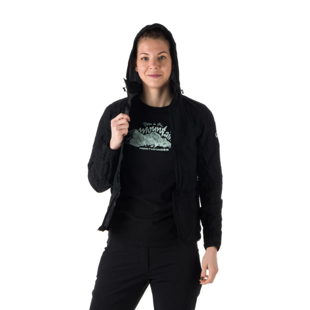 Dámska tréningová bunda s kapucňou NORTHFINDER NORTHKIT-BU-4268OR-black · záber 2
