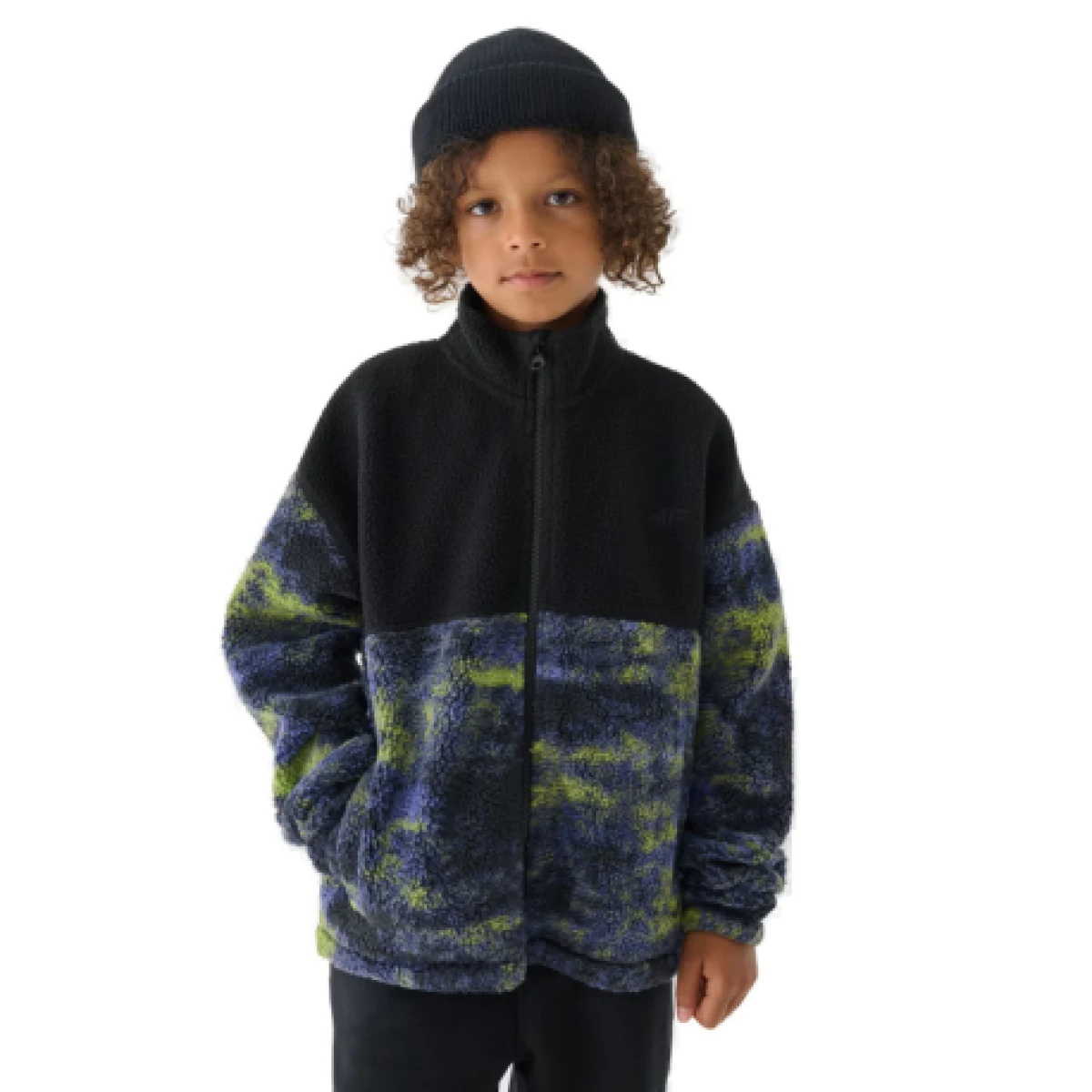 Chlapčenská flisová mikina so zipsom 4F JUNIOR FLEECE-JWAW24TFLEM246-20S-DEEP BLACK · záber 1