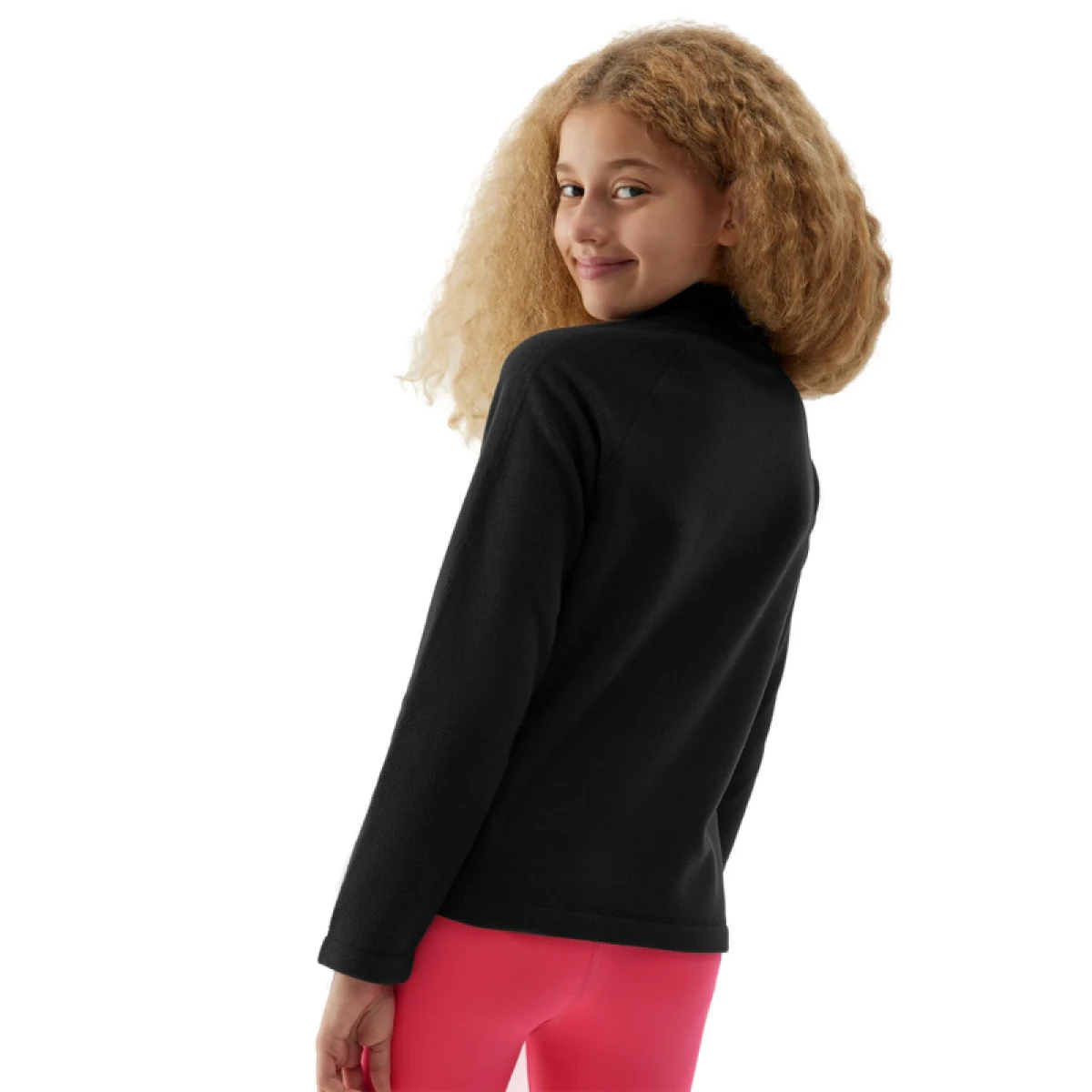 Dievčenská lyžiarska flisová mikina 4F JUNIOR FLEECE UNDERWEAR-JAW23UFLEF033-20S-DEEP BLACK · záber 3