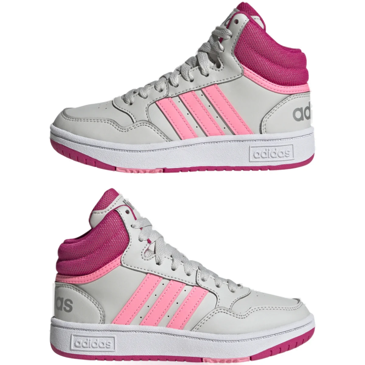 Dievčenská rekreačná obuv ADIDAS Hoops 3.0 Mid K grey one beam pink team real magenta · záber 4