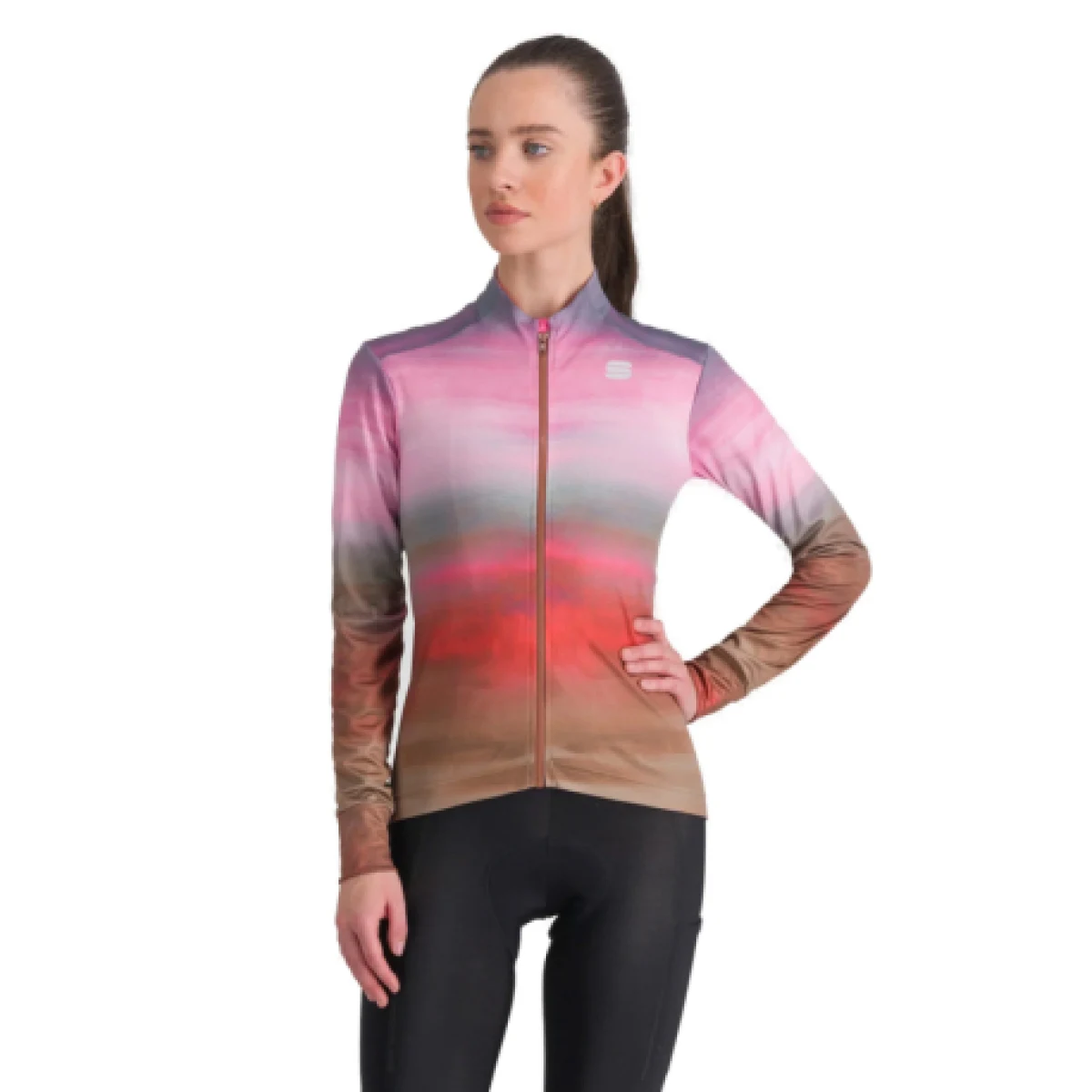 Dámsky cyklistický dres s dlhým rukávom SPORTFUL Flow supergiara w thermal jersey, cayenna red pink · záber 1