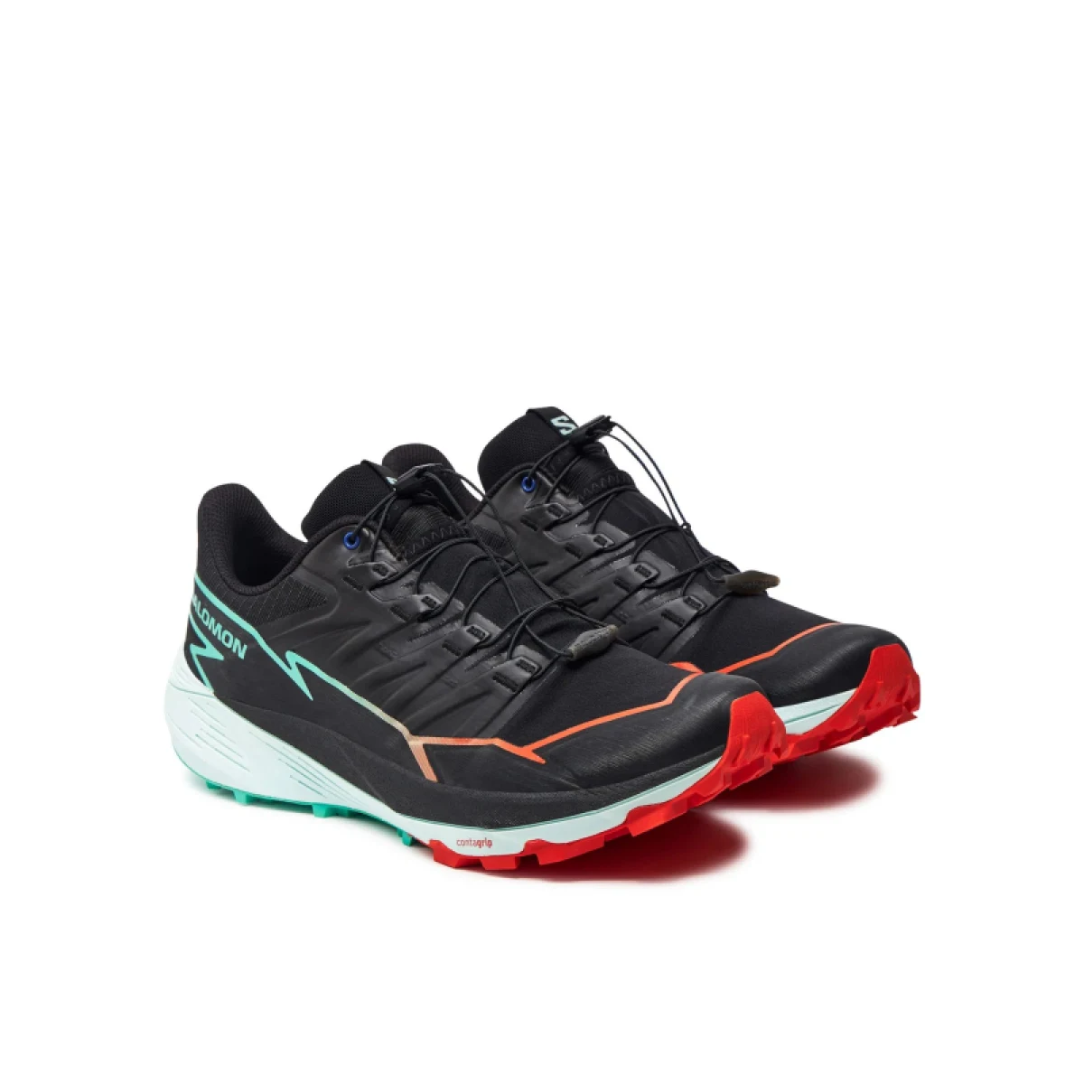 Pánska bežecká trailová obuv SALOMON Thundercross M black cherry tomato electric green · záber 4