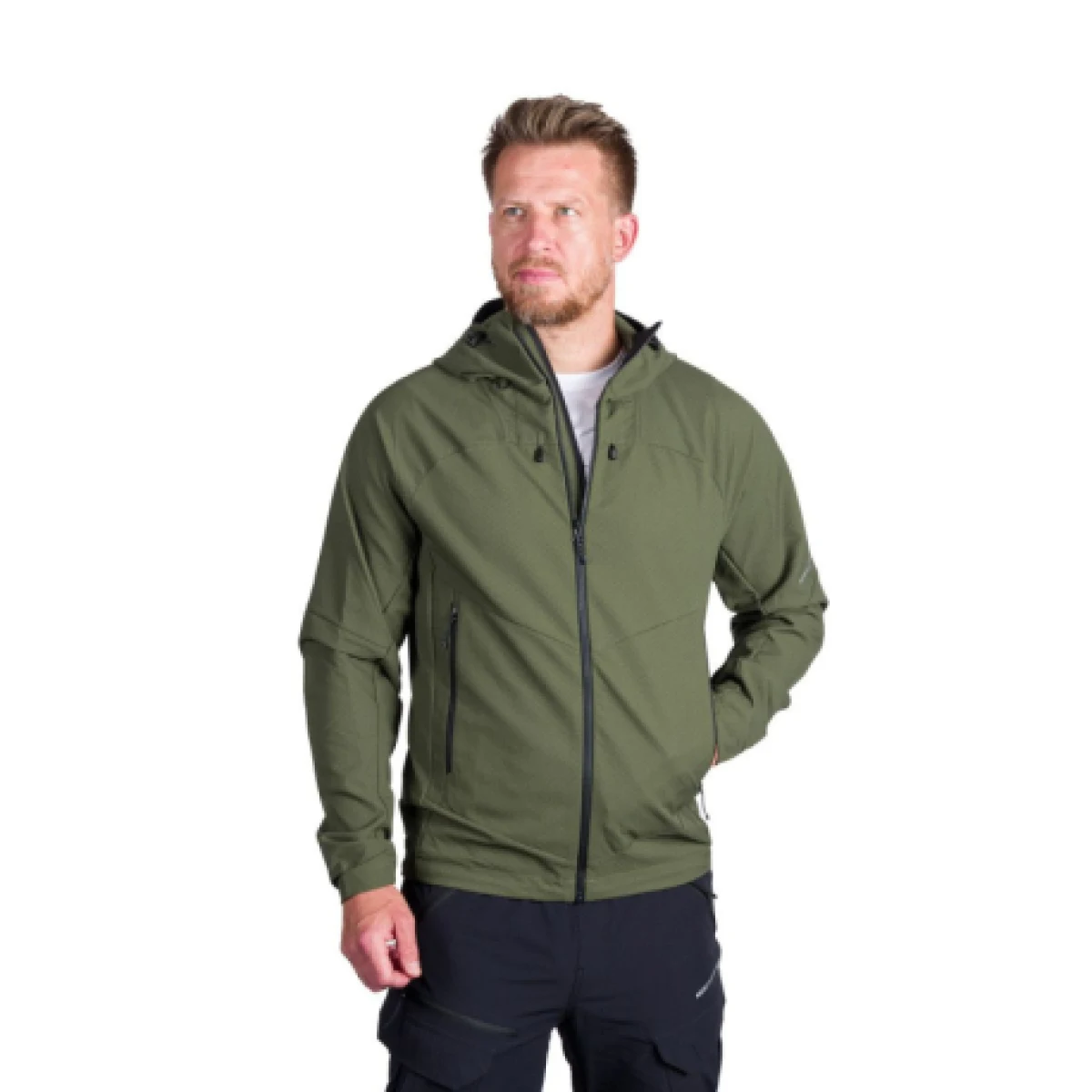 Pánska turistická softshellová bunda NORTHFINDER EWALD-300darkgreen · záber 1