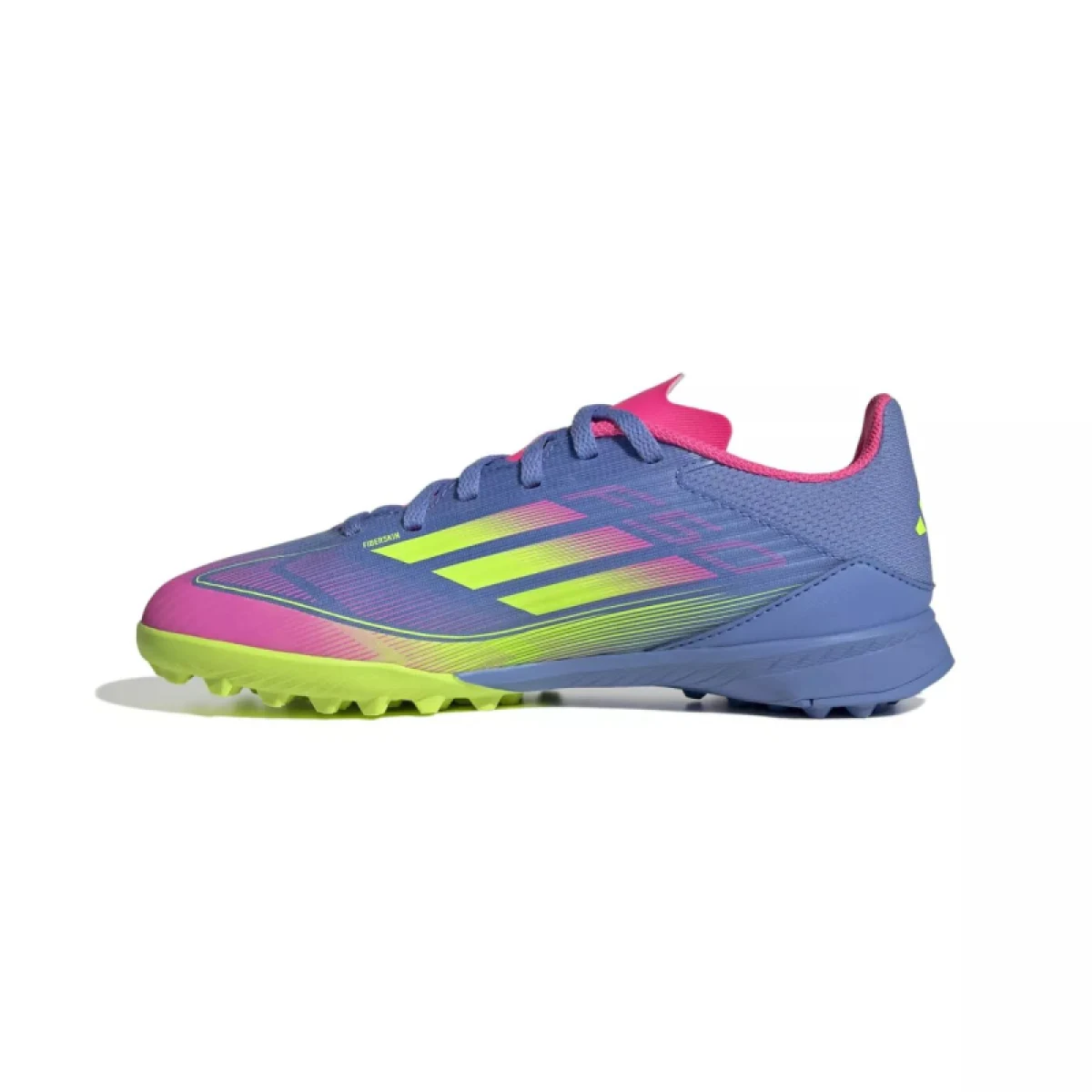 Chlapčenské futbalové kopačky turfy ADIDAS F50 League Jr TF blue fusion lucid lemon lucid pink · záber 2