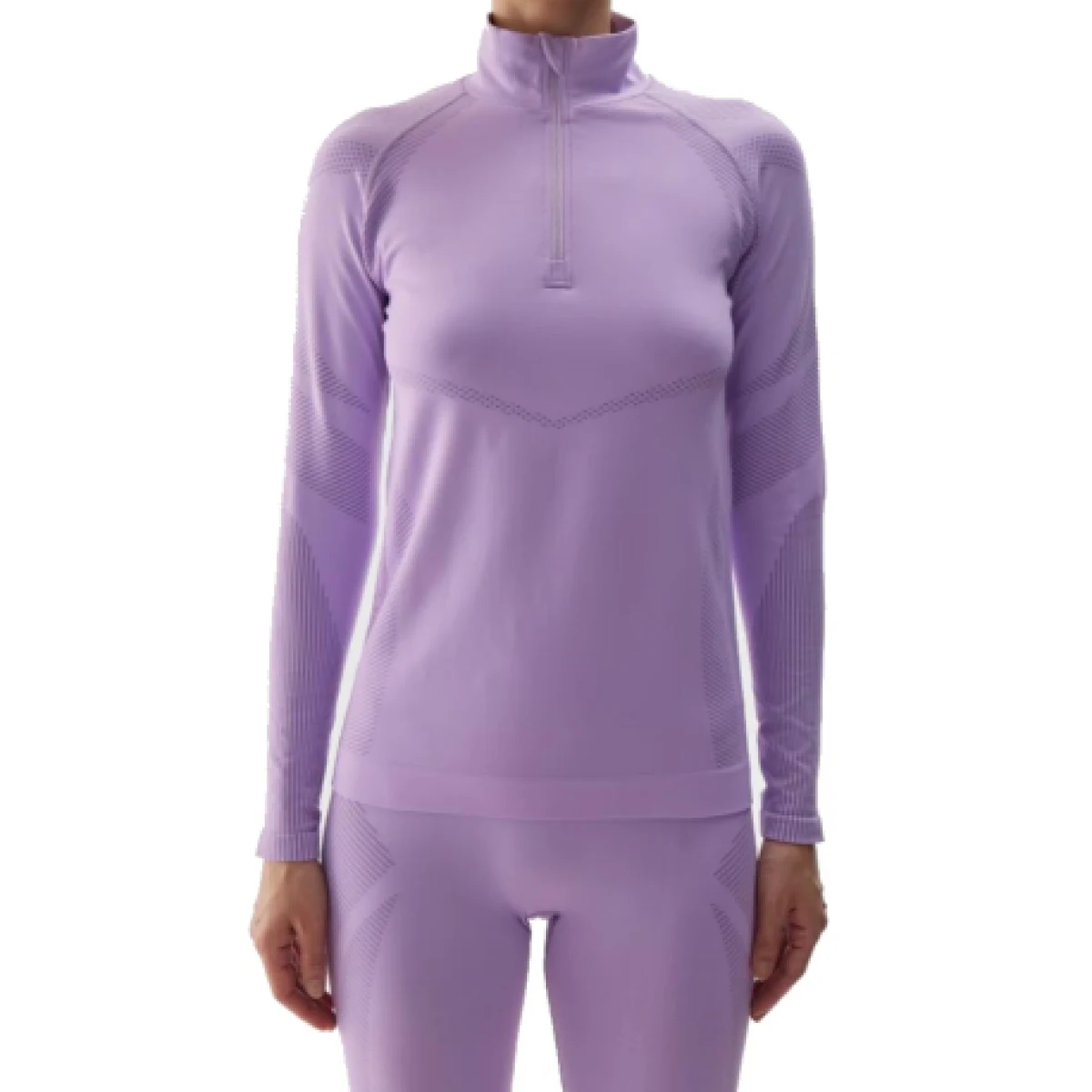 Dámska zateplená lyžiarska mikina s 1 2 zipsom 4F SEAMLESS UNDERWEAR-WAW24USEAF160-52S-LIGHT VIOLET · záber 1
