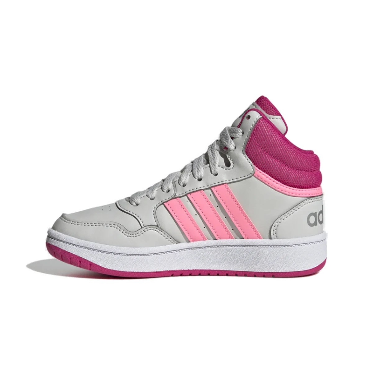 Dievčenská rekreačná obuv ADIDAS Hoops 3.0 Mid K grey one beam pink team real magenta · záber 3