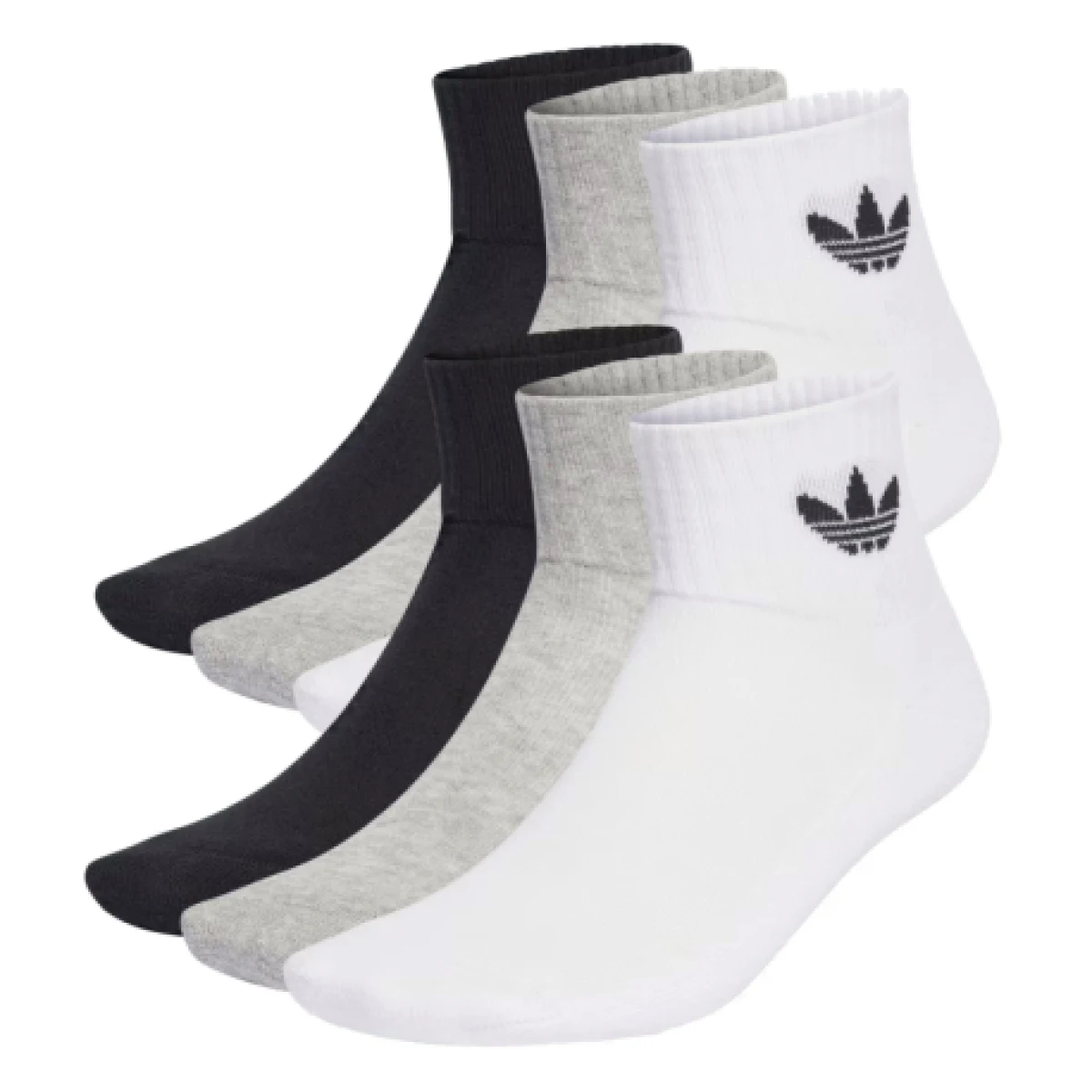Ponožky ADIDAS ORIGINALS 6 PACK-MID ANKLE SCK-BLACK WHITE GREY · záber 1