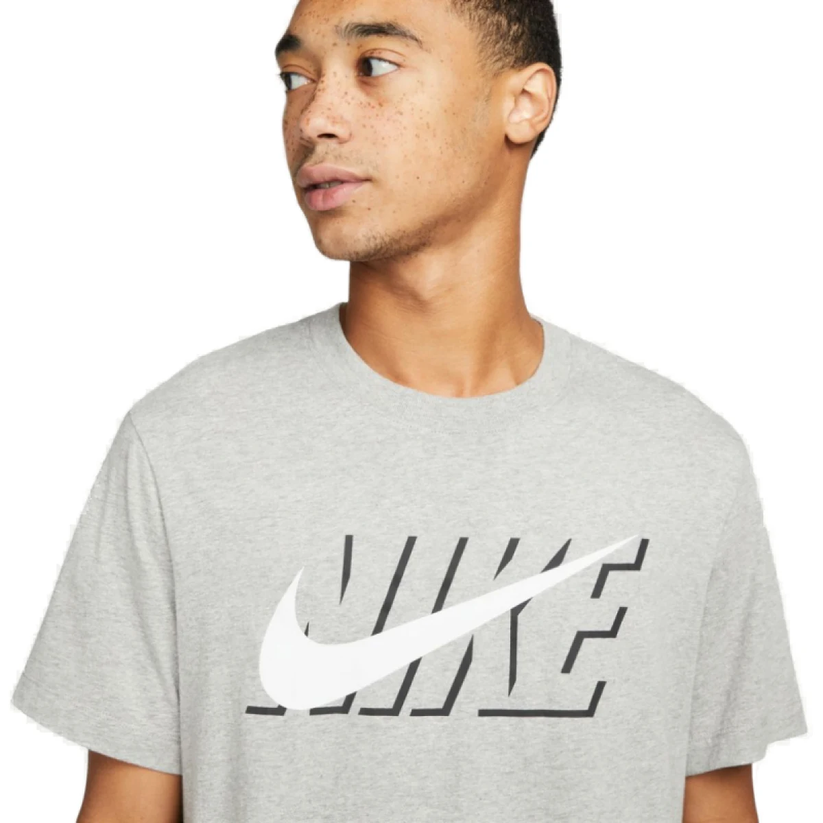 Pánske tričko s krátkym rukávom NIKE M NSW TEE SWOOSH BLOCK-063-Grey · záber 2