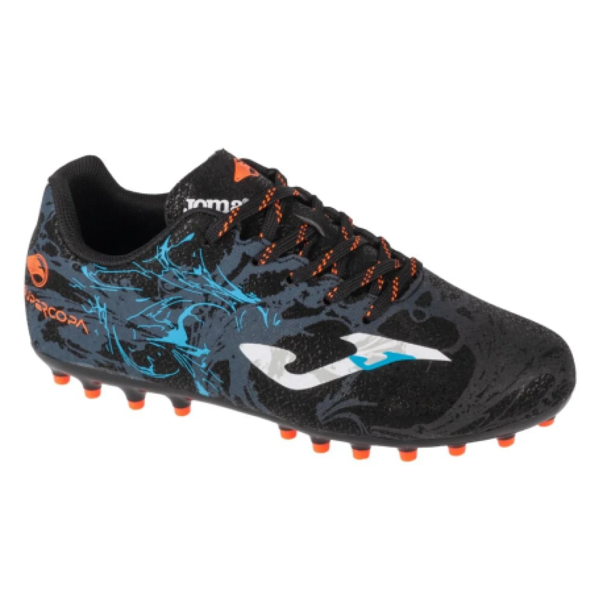 Chlapčenské futbalové kopačky outdoorové JOMA Super Copa Jr FG black turquoise · záber 1