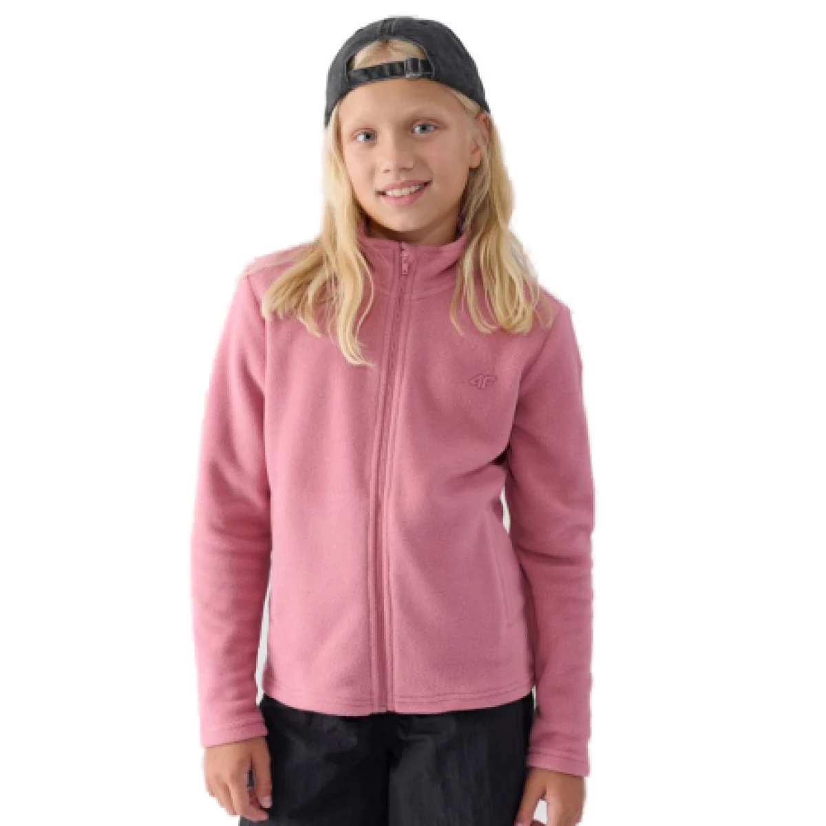 Dievčenská flisová mikina so zipsom 4F JUNIOR FLEECE-JWMM00TFLEF261-56S-LIGHT PINK · záber 1