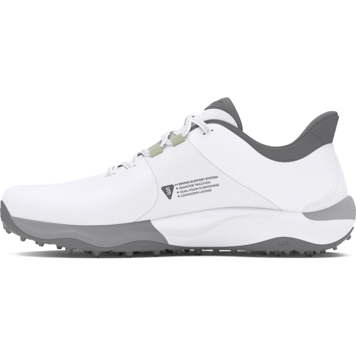 Pánske golfové topánky s hrotmi UNDER ARMOUR UA Drive Pro SL Wide white white metallic gun metal · záber 2