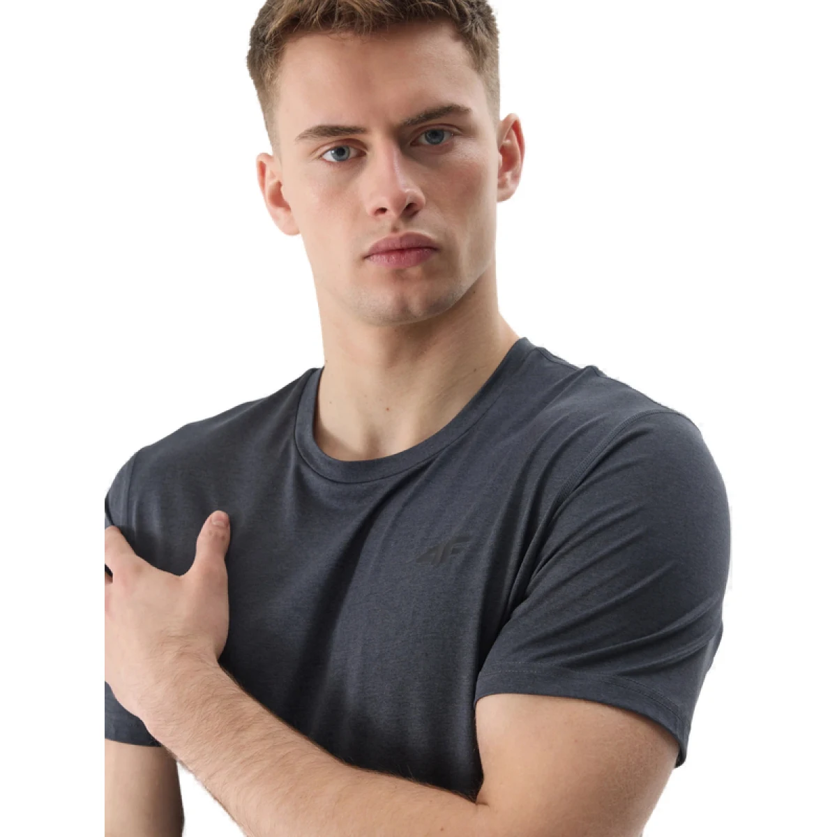 Pánske tréningové tričko s krátkym rukávom 4F TSHIRT FNK-WSS24TFTSM599-20M-DEEP BLACK MELANGE · záber 3