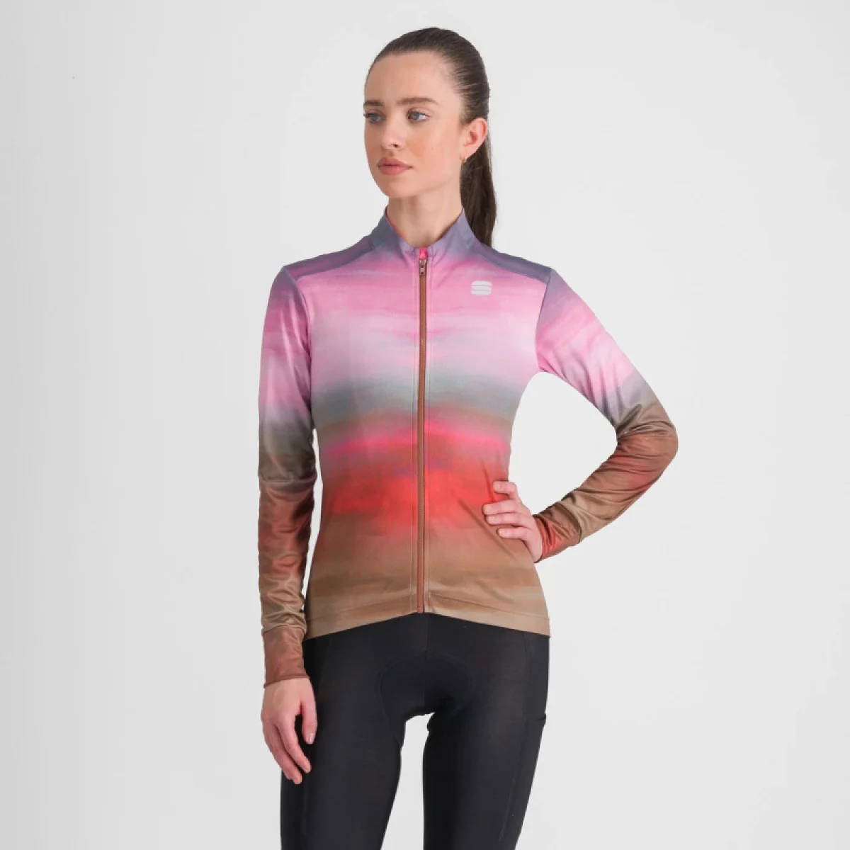 Dámsky cyklistický dres s dlhým rukávom SPORTFUL Flow supergiara w thermal jersey, cayenna red pink · záber 2