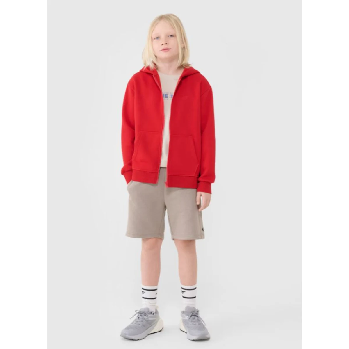 Chlapčenská mikina so zipsom 4F JUNIOR SWEATSHIRT-JWSS25TSWSM1851-62S-RED · záber 5